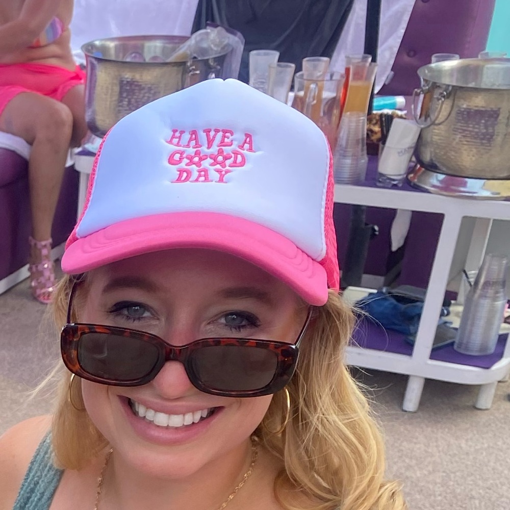 “Have a good day” pink trucker hat